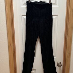 Free People Women’s Black Ribbed Velvet Wide-Leg Pants